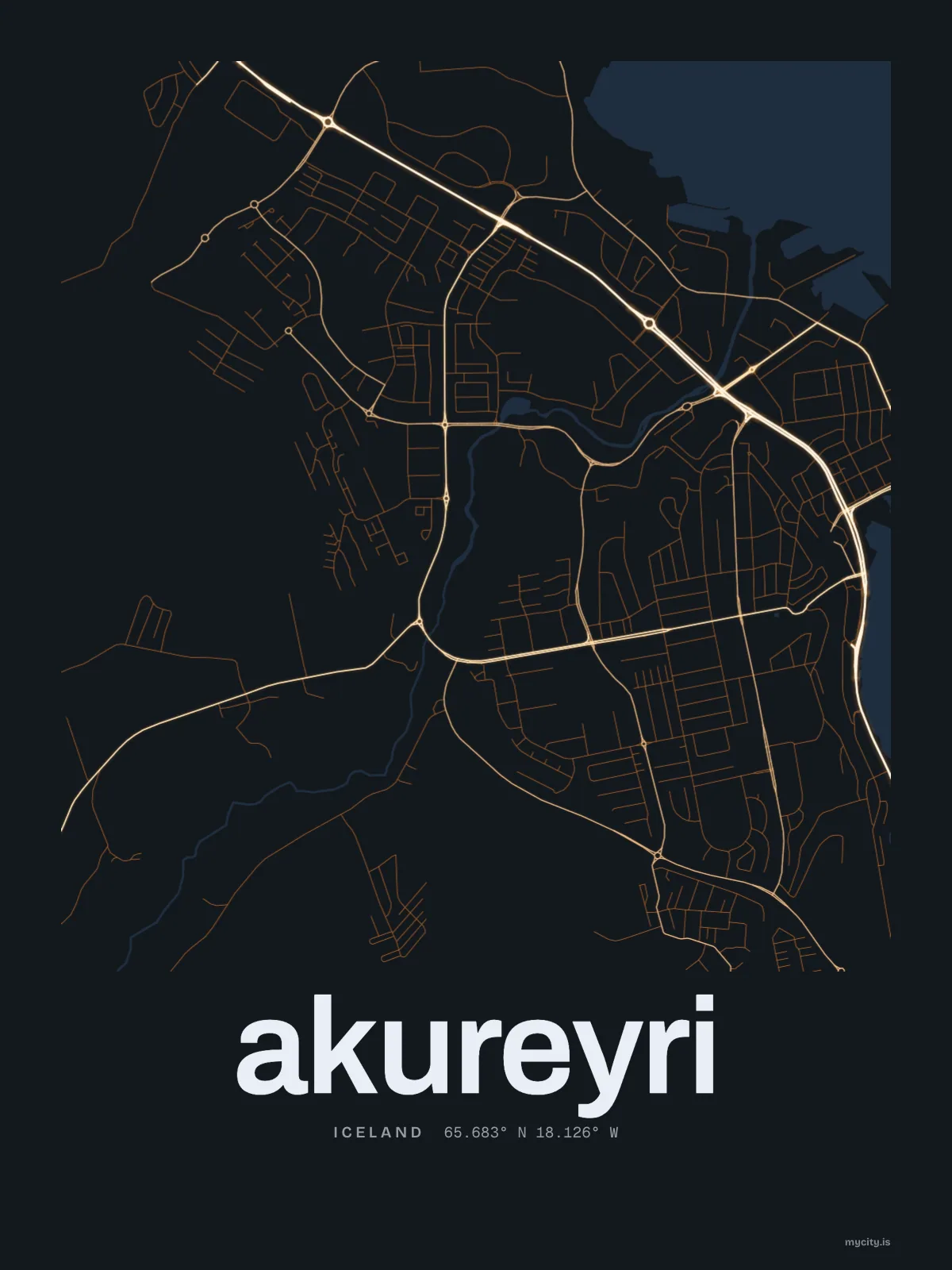 Akureyri map print