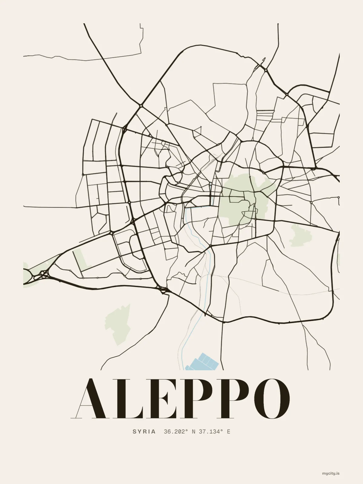Aleppo map print