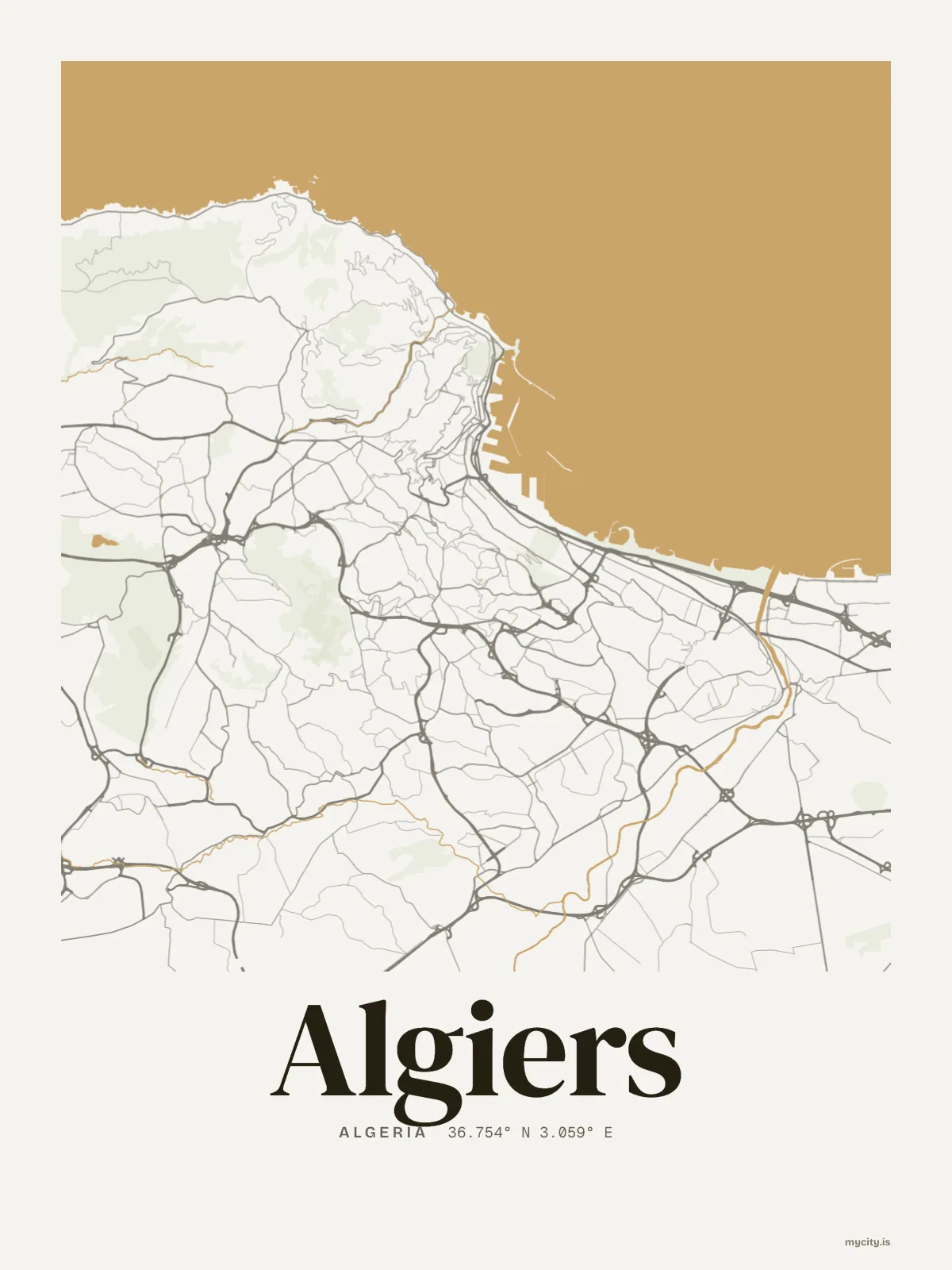 Algiers map print