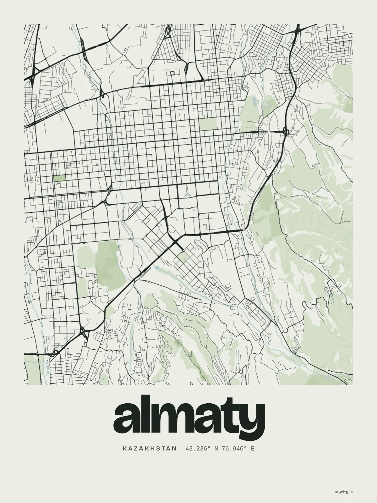 Almaty map print