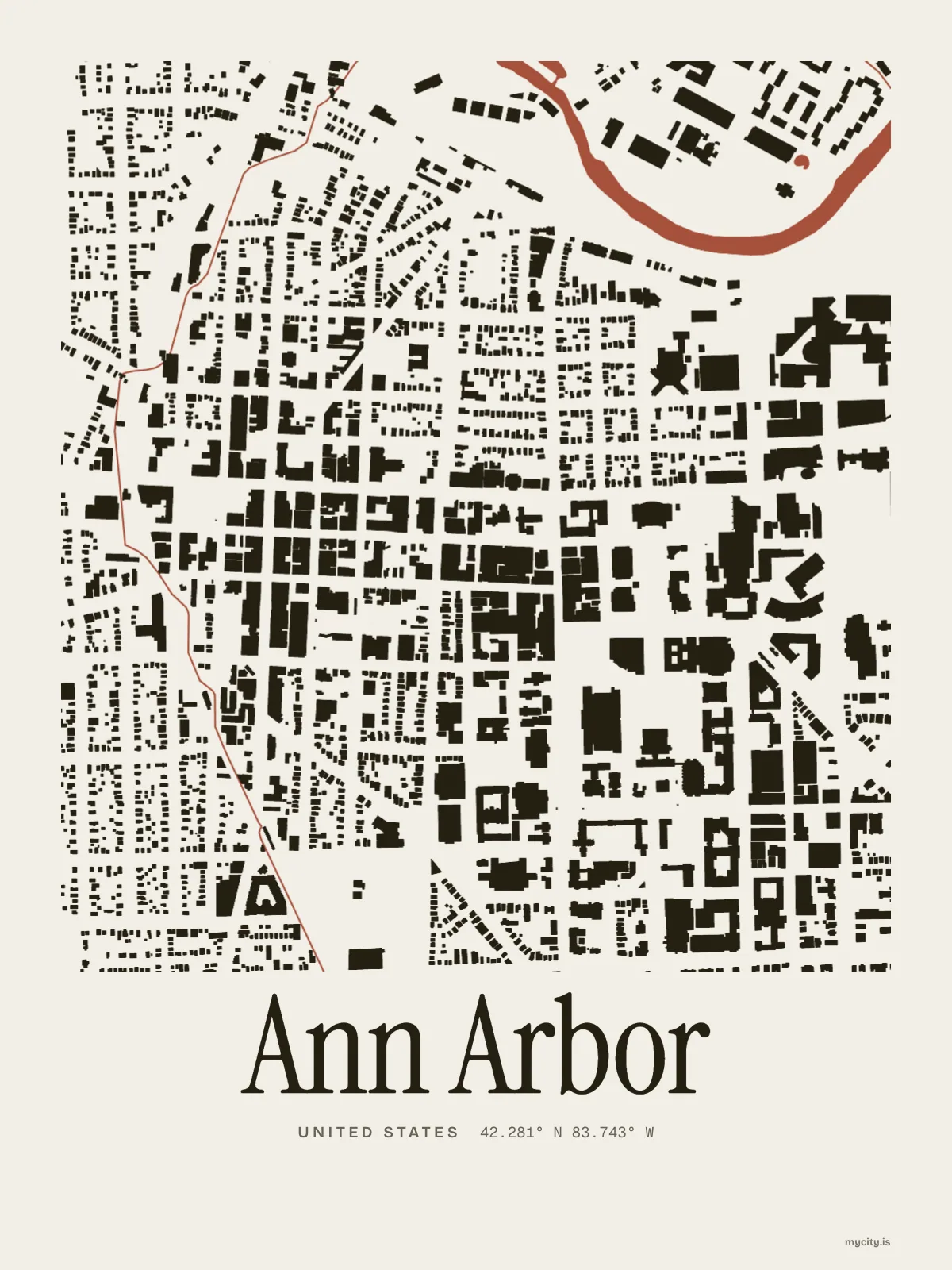 Ann Arbor map print