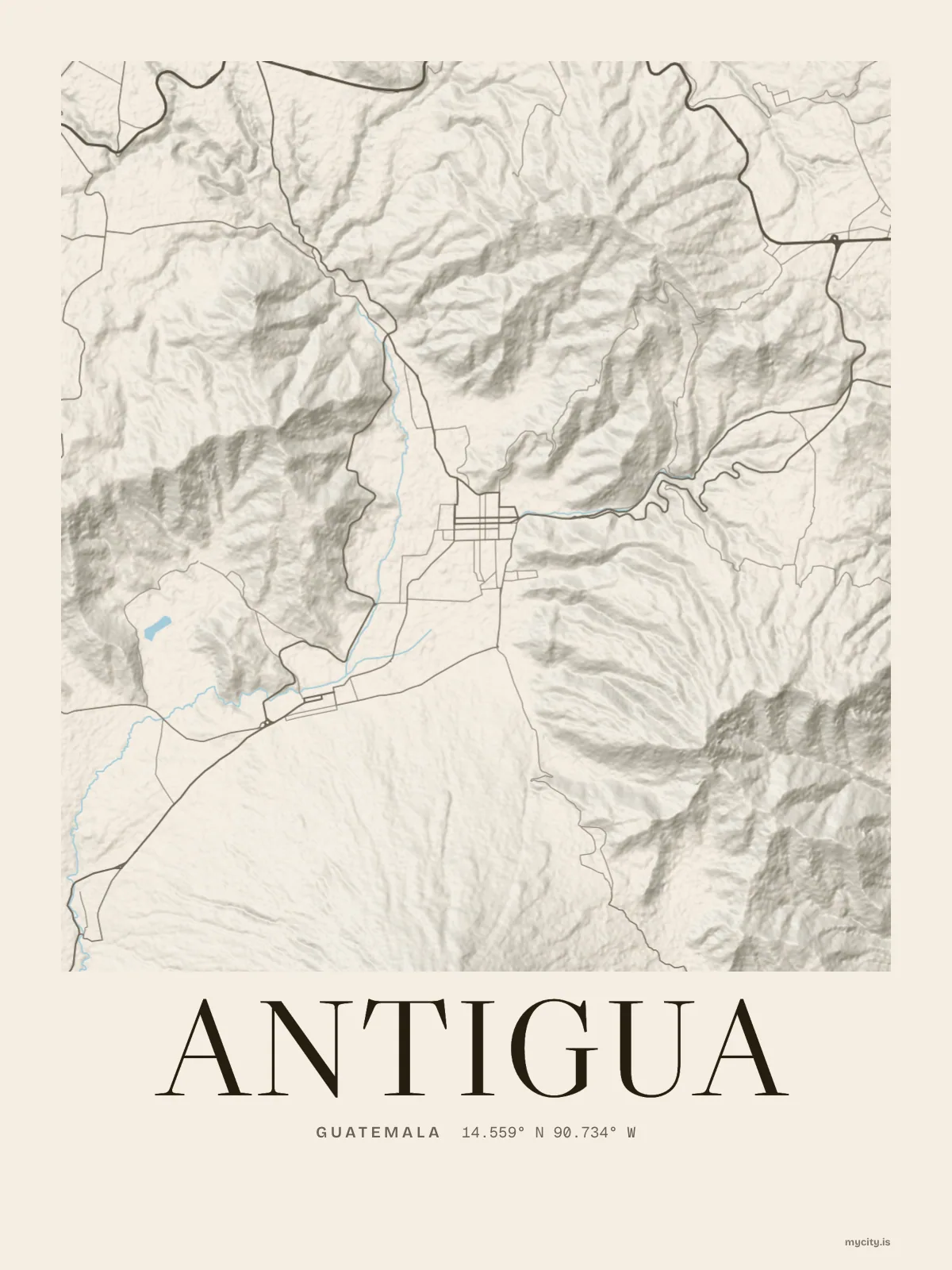 Antigua Guatemala map print
