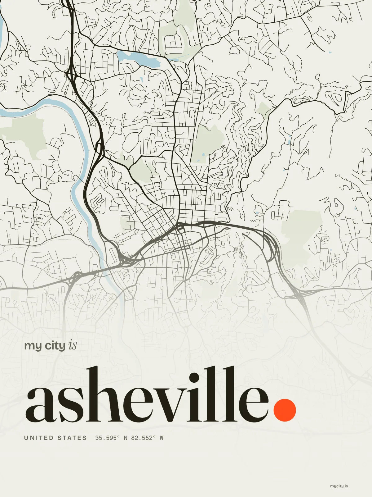 Asheville, Ink map