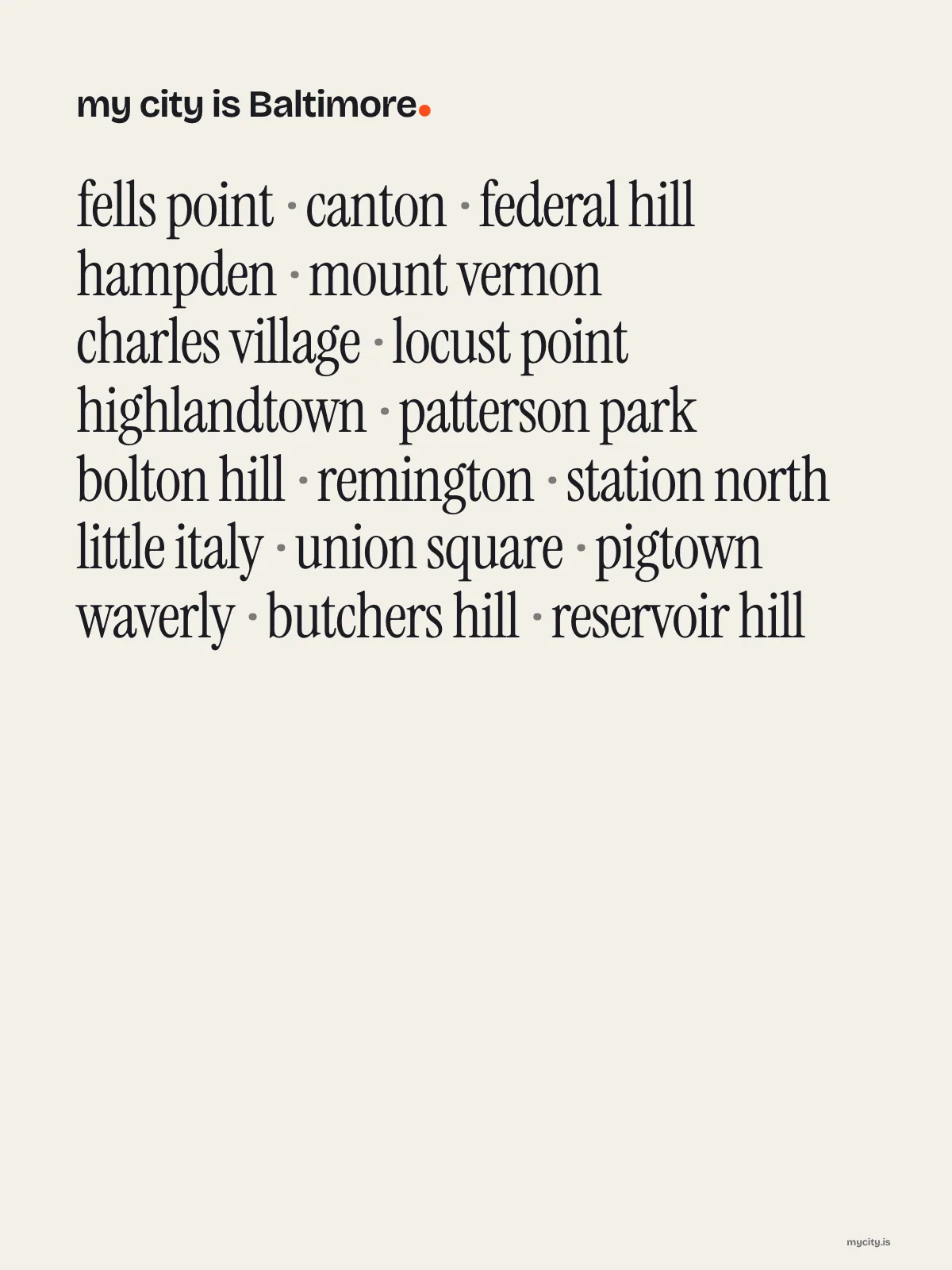 Baltimore, Neighbourhoods print