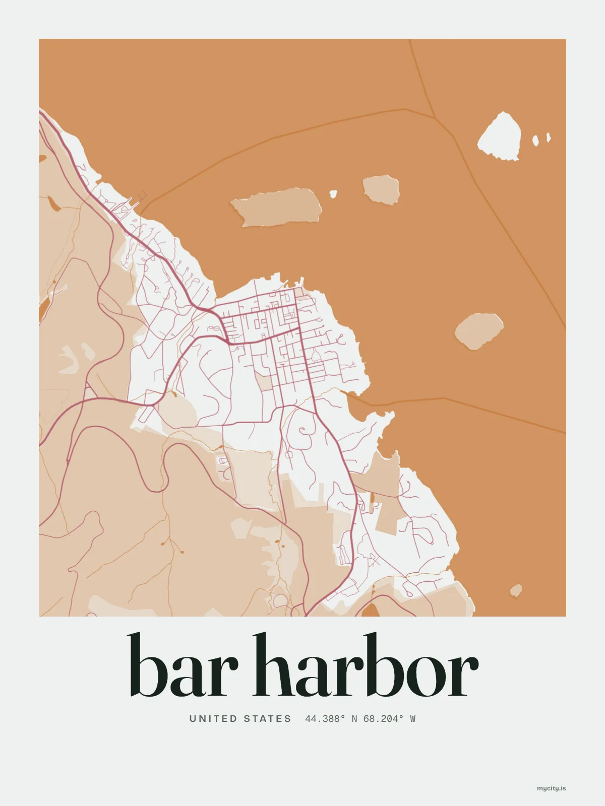 Bar Harbor map print