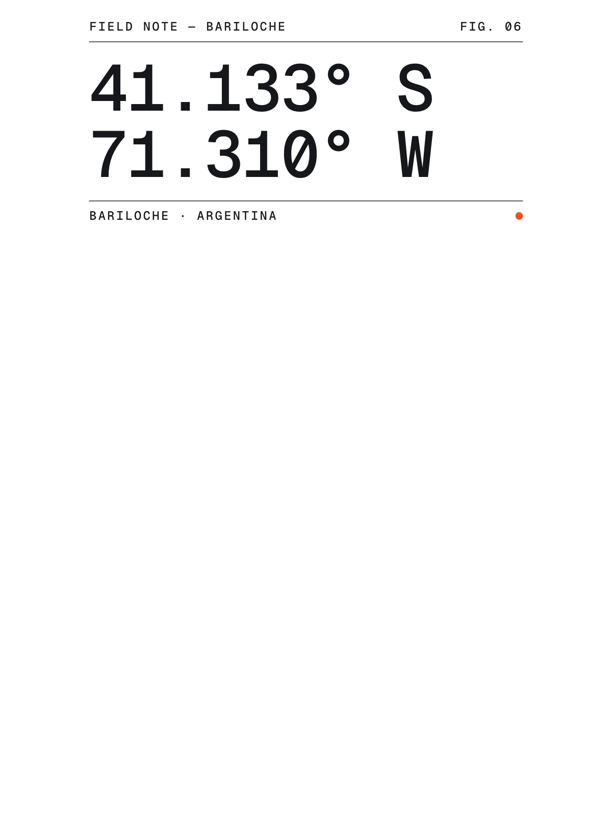 Bariloche, Field notes: Coordinates