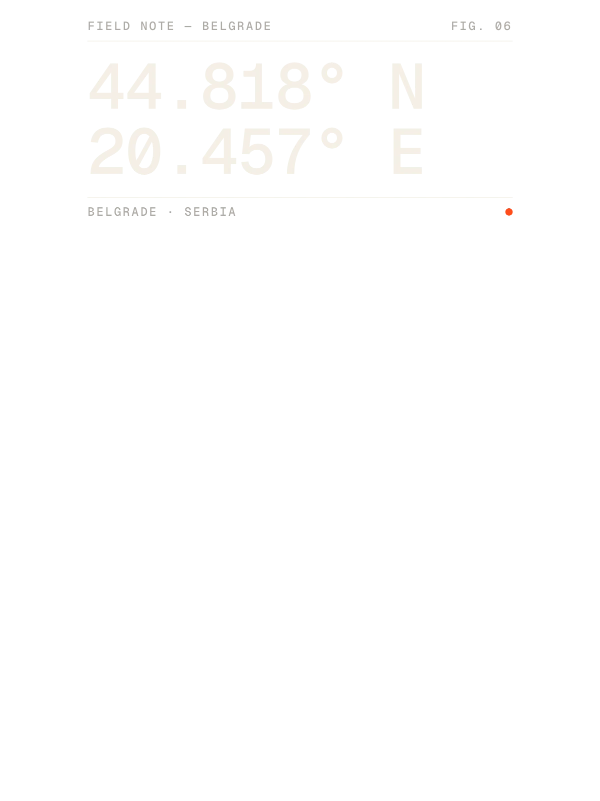Belgrade, Field notes: Coordinates