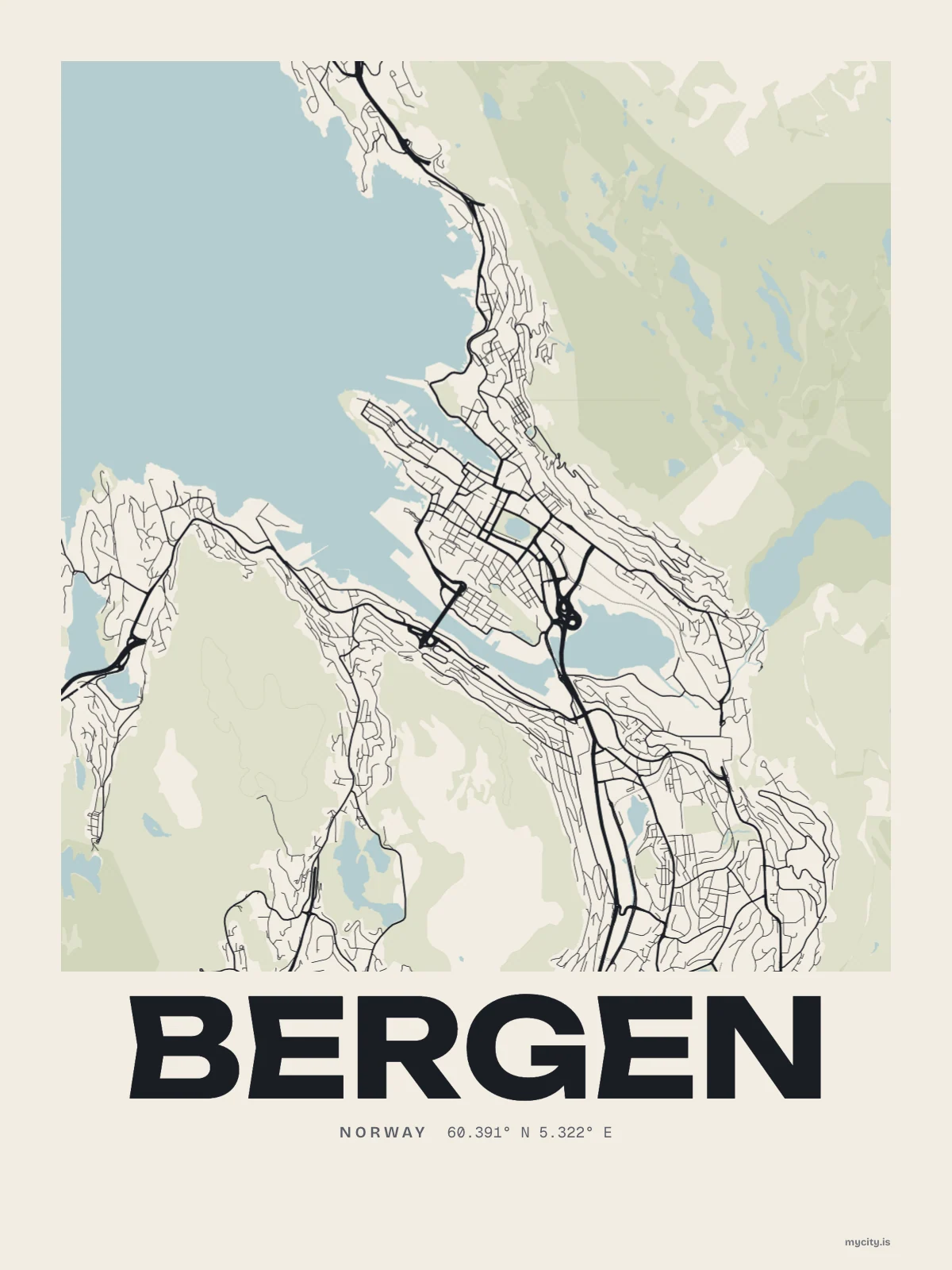 Bergen map print