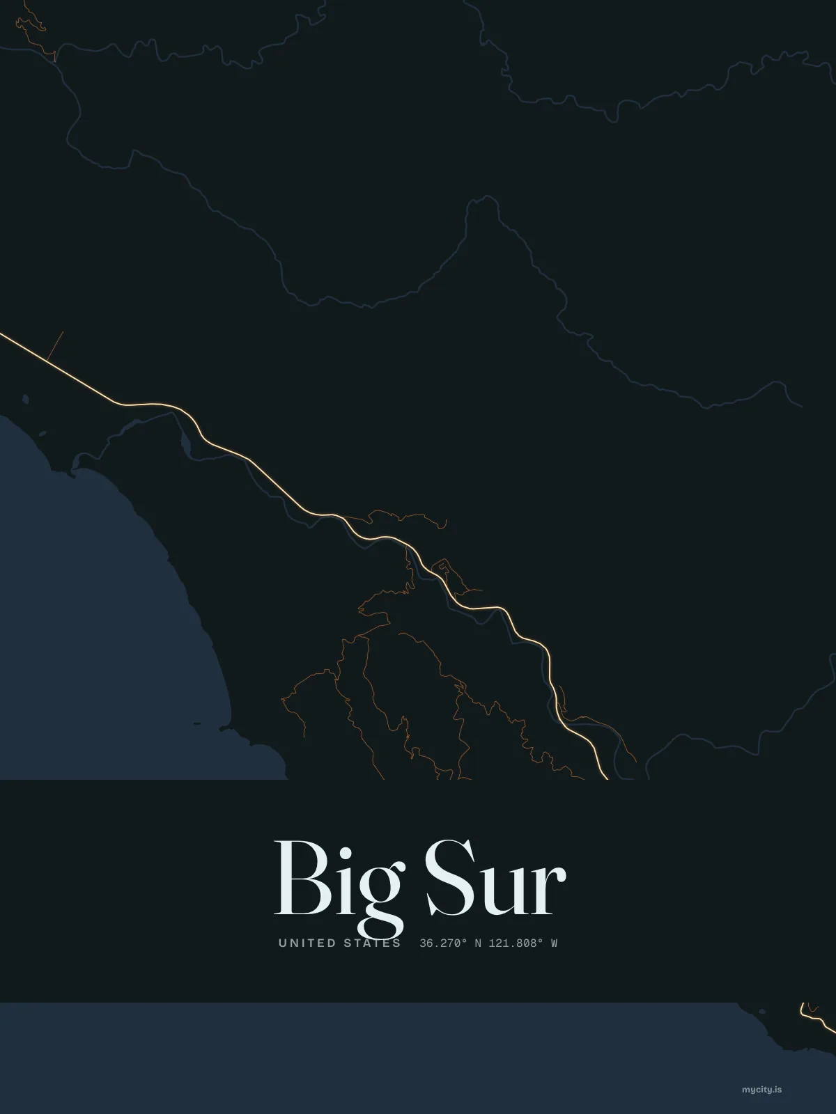 Big Sur, Night Shift map