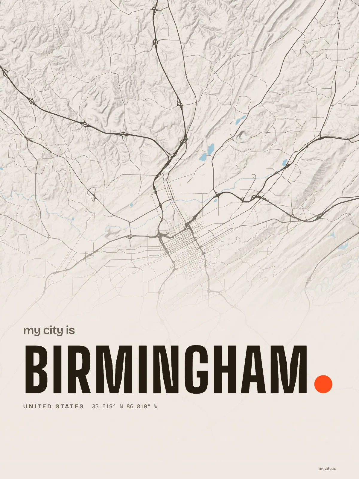 Birmingham, Relief map