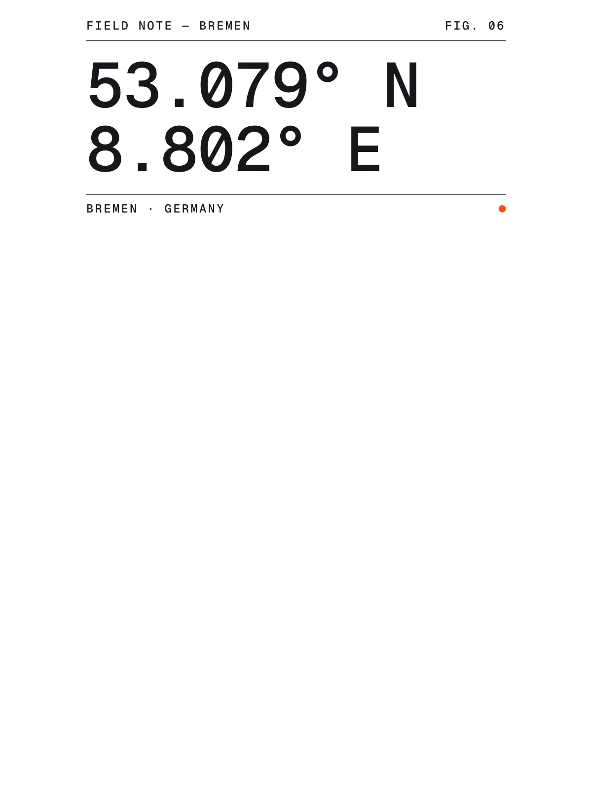 Bremen, Field notes: Coordinates
