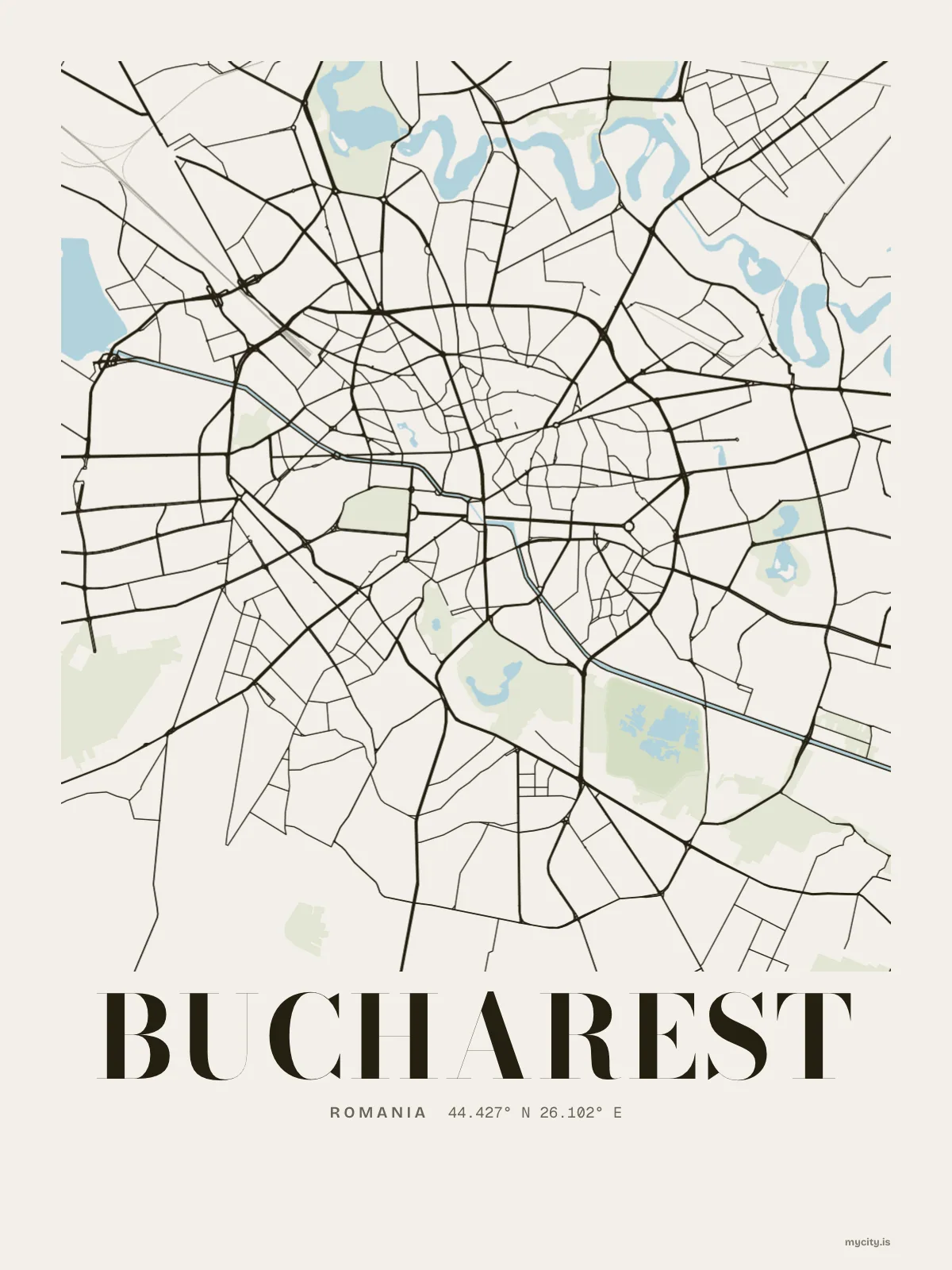 Bucharest map print