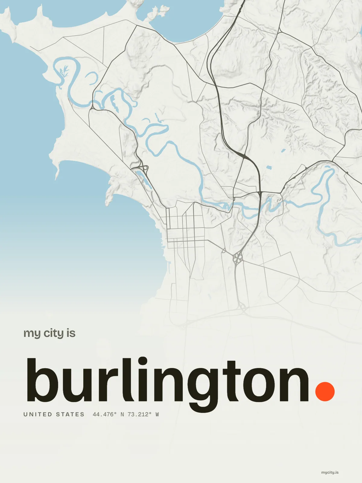 Burlington, Relief map