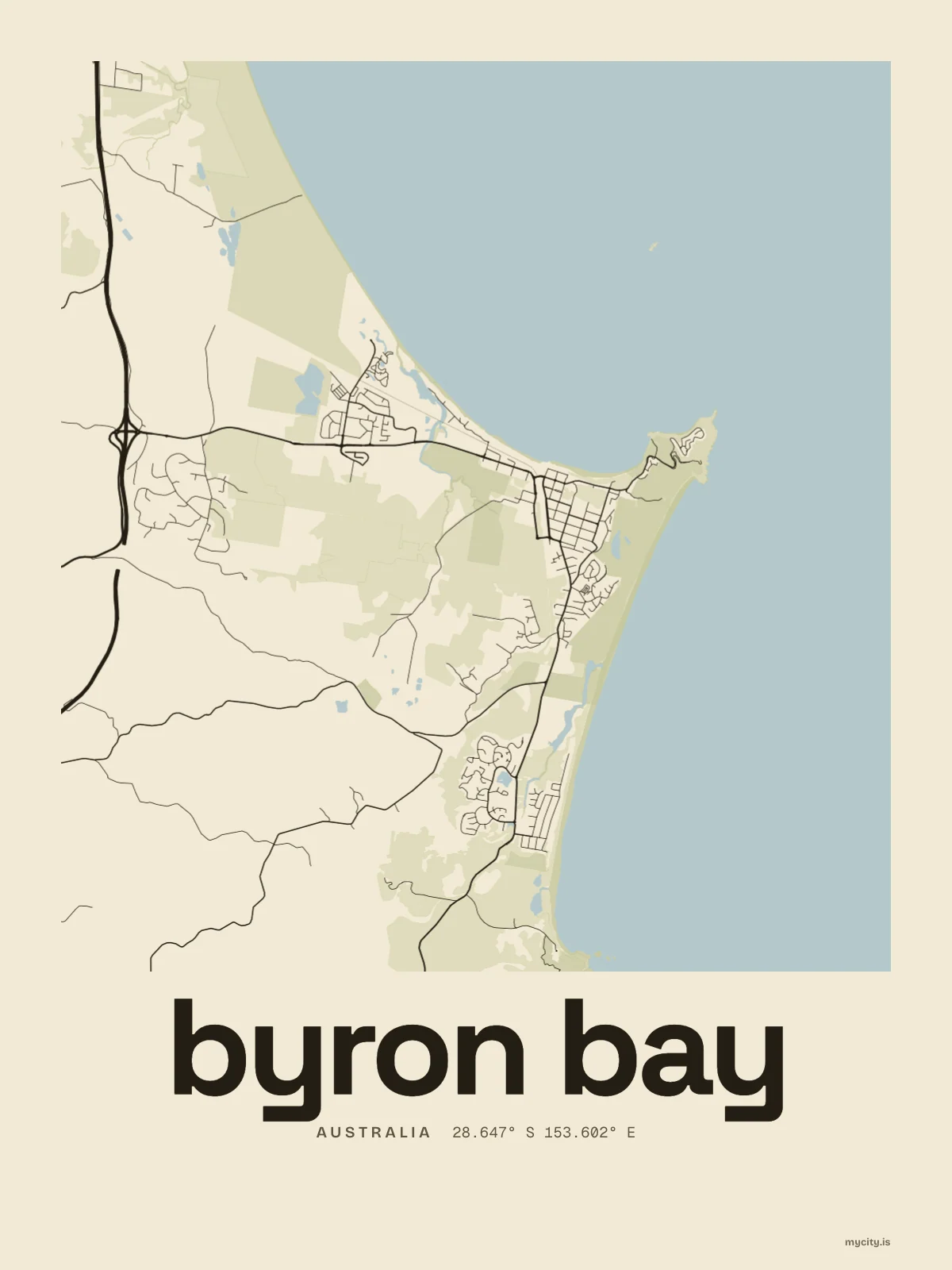 Byron Bay map print