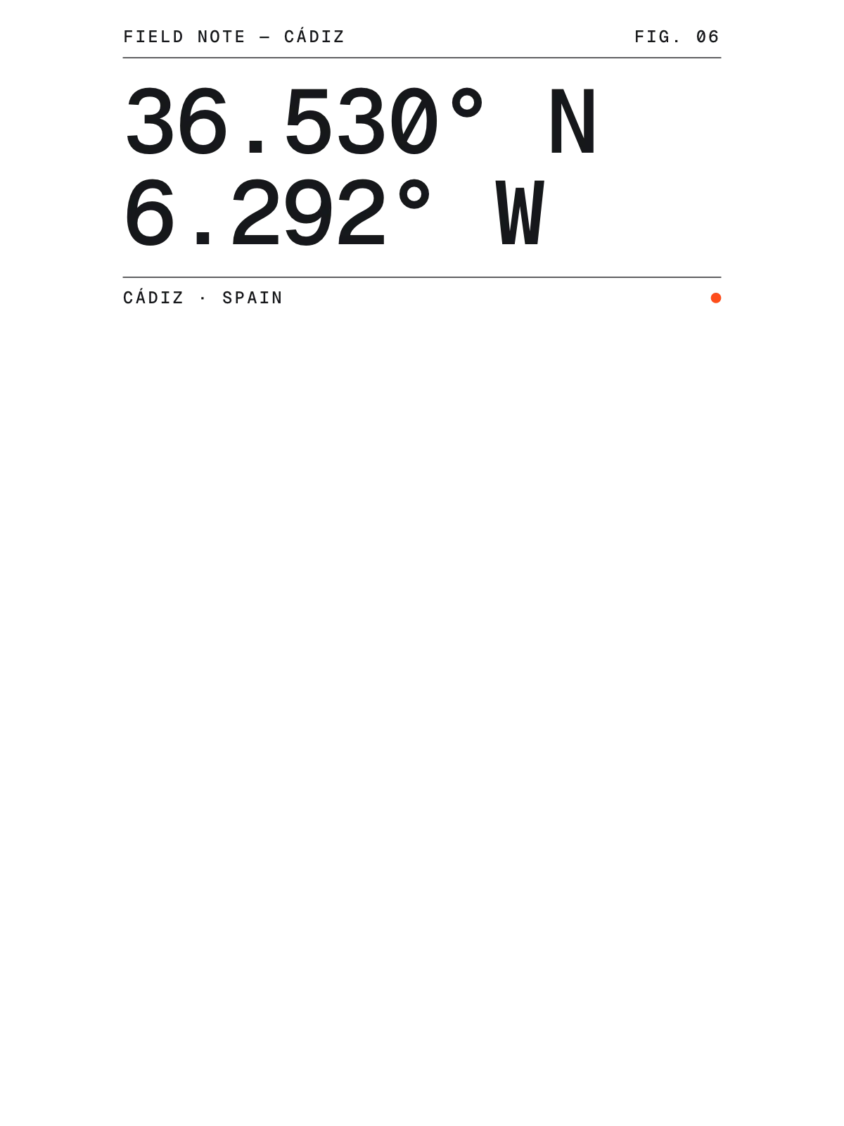 Cádiz, Field notes: Coordinates