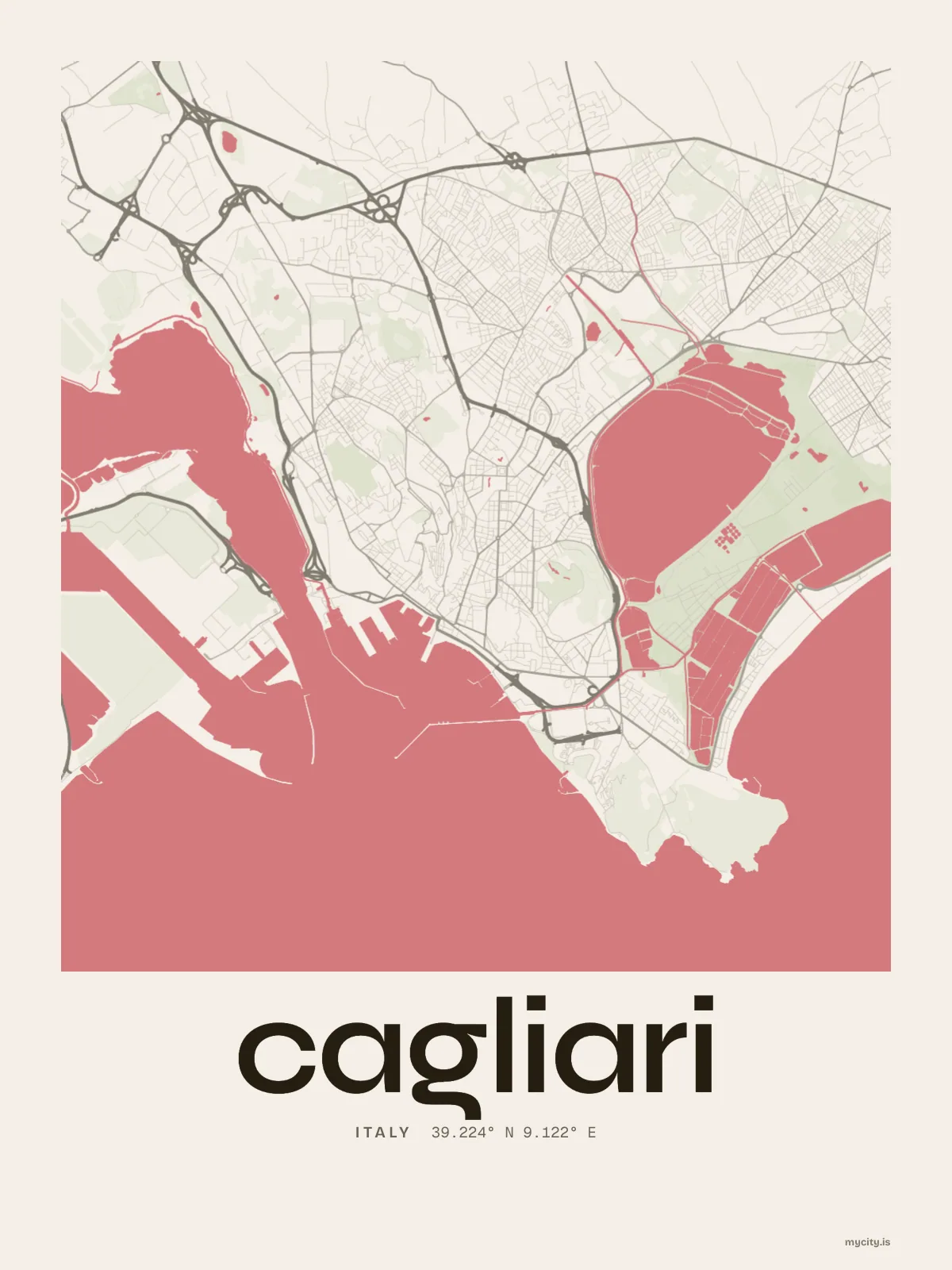 Cagliari map print