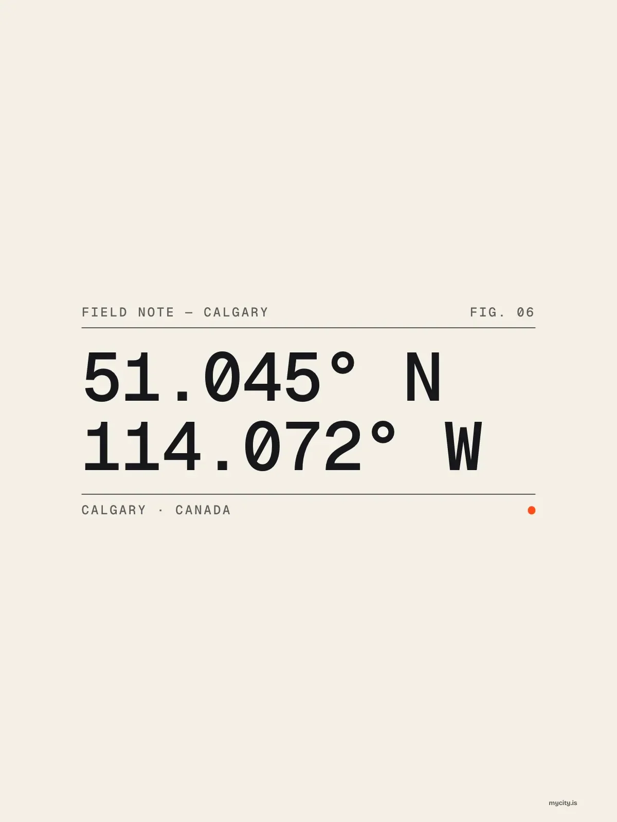 Calgary, Field notes: Coordinates