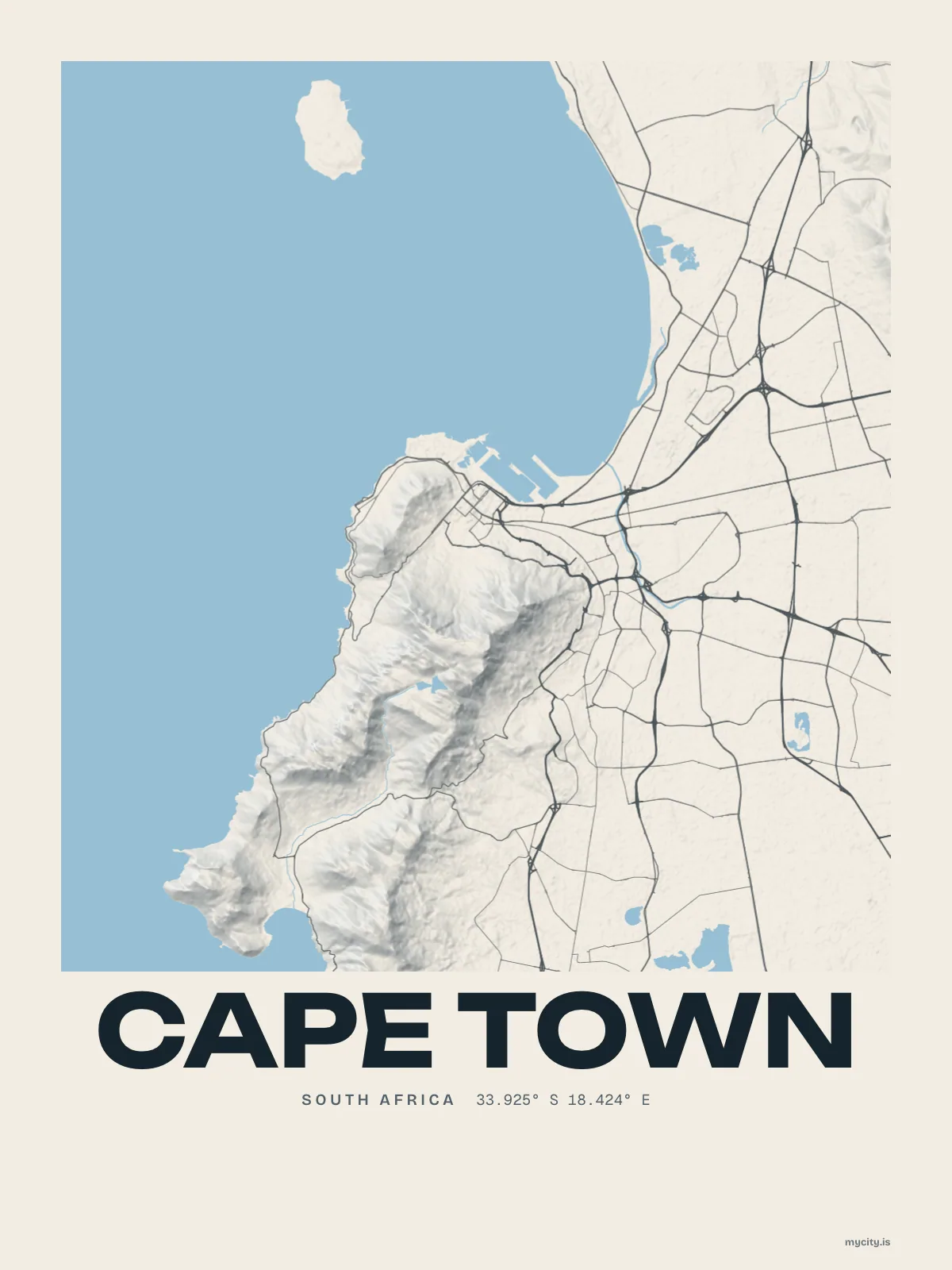 Cape Town map print