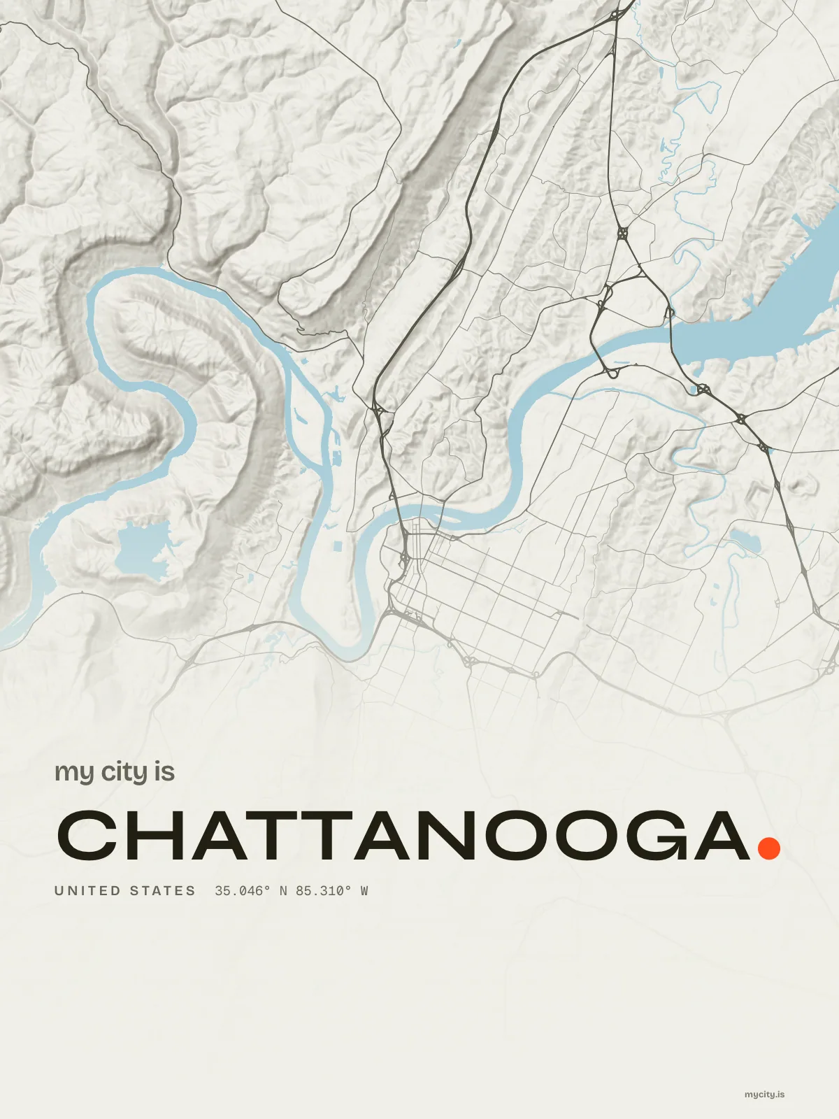 Chattanooga, Relief map
