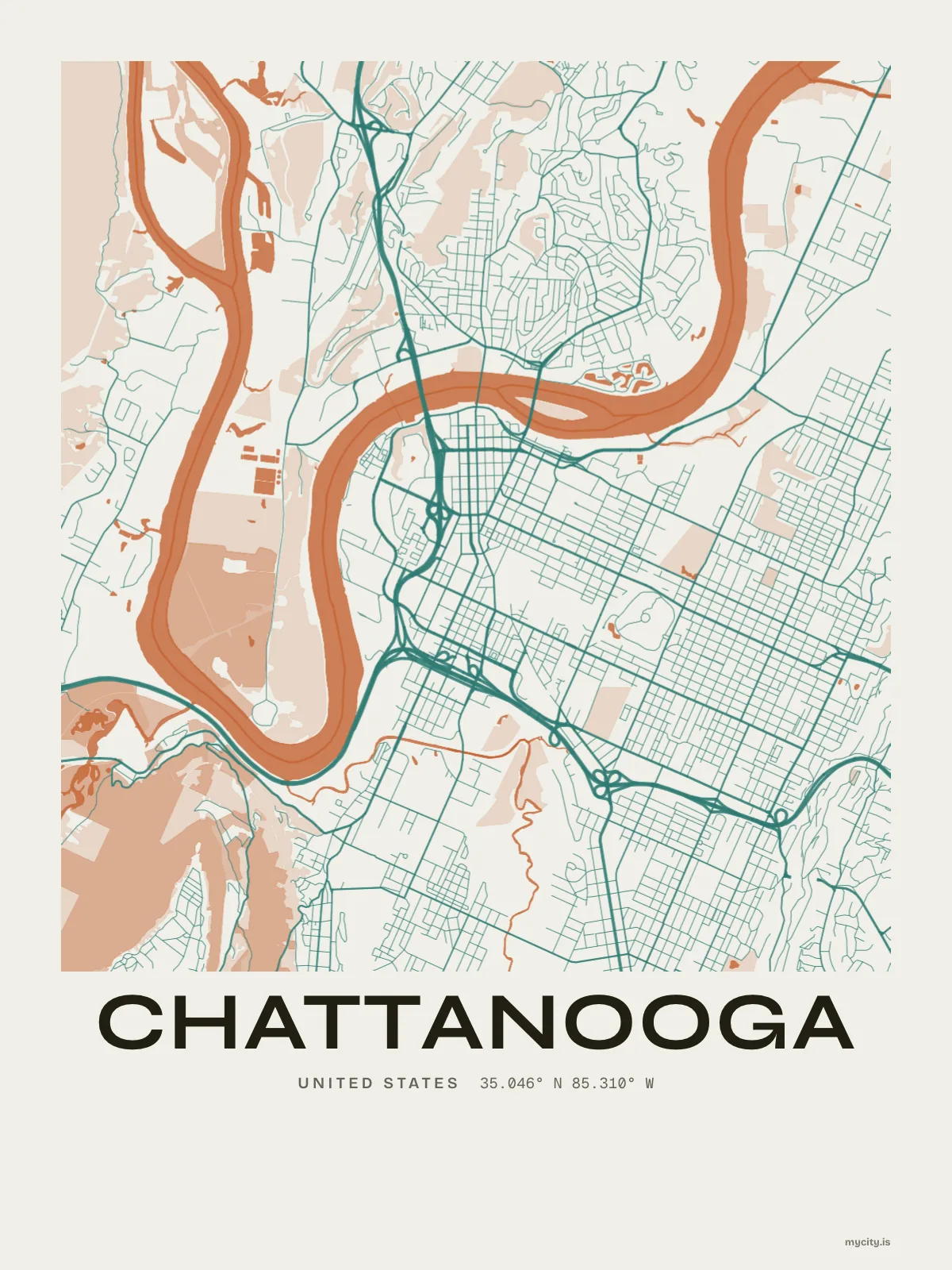 Chattanooga, Riso map