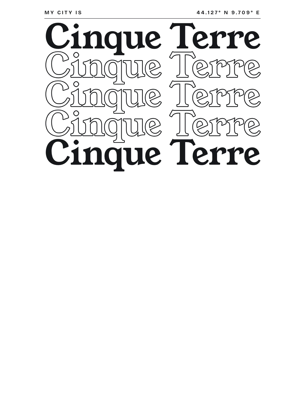 Cinque Terre, Index: Stack