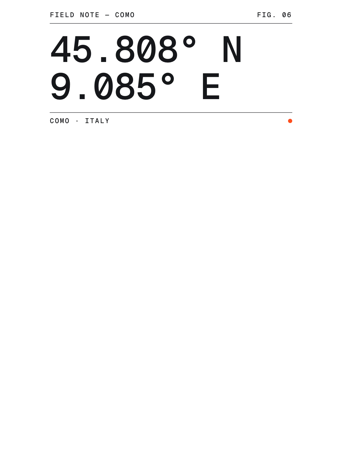 Como, Field notes: Coordinates