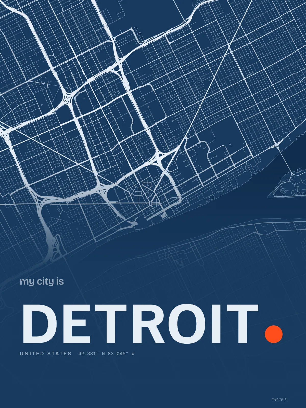 Detroit map print