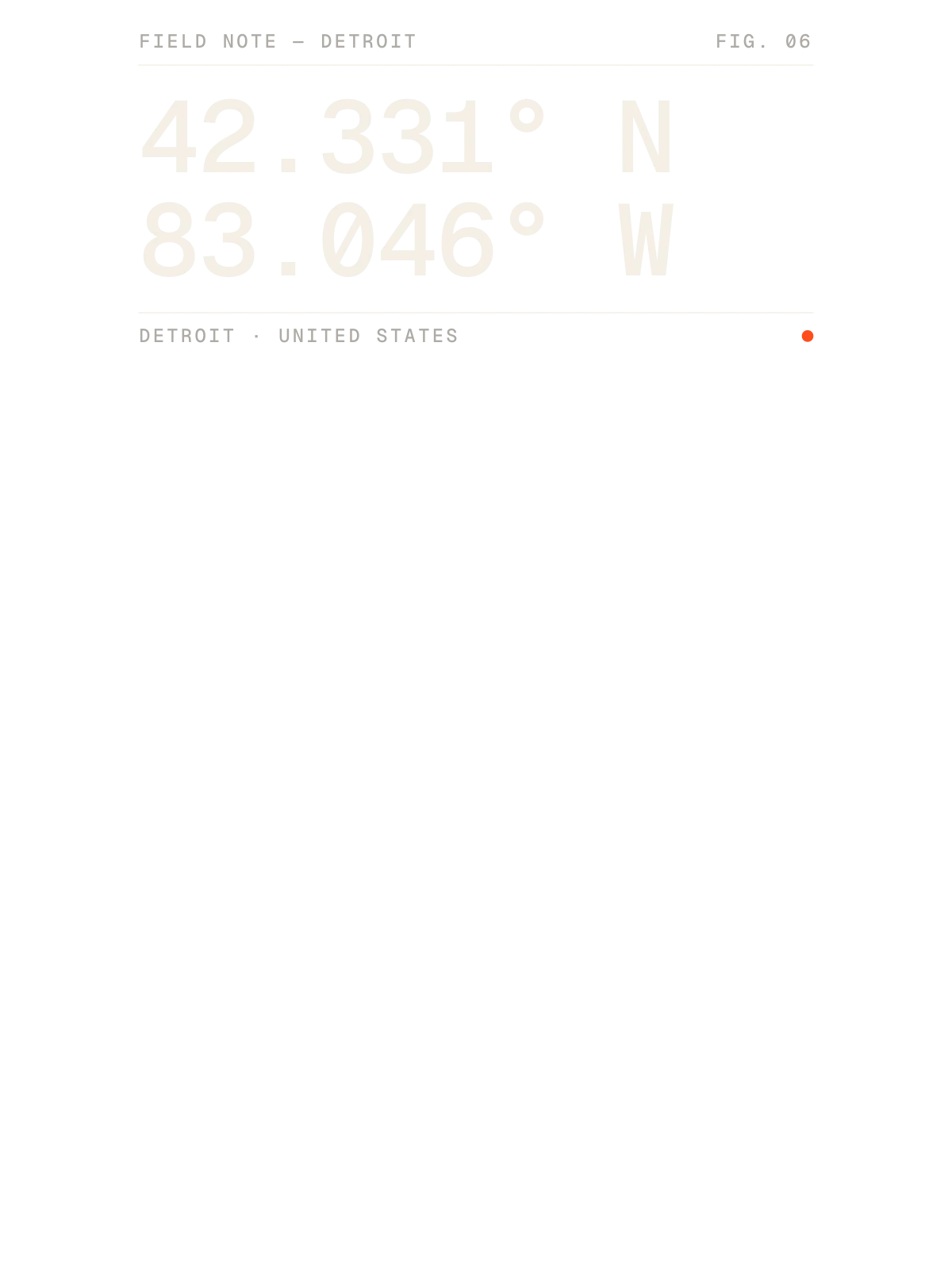 Detroit, Field notes: Coordinates