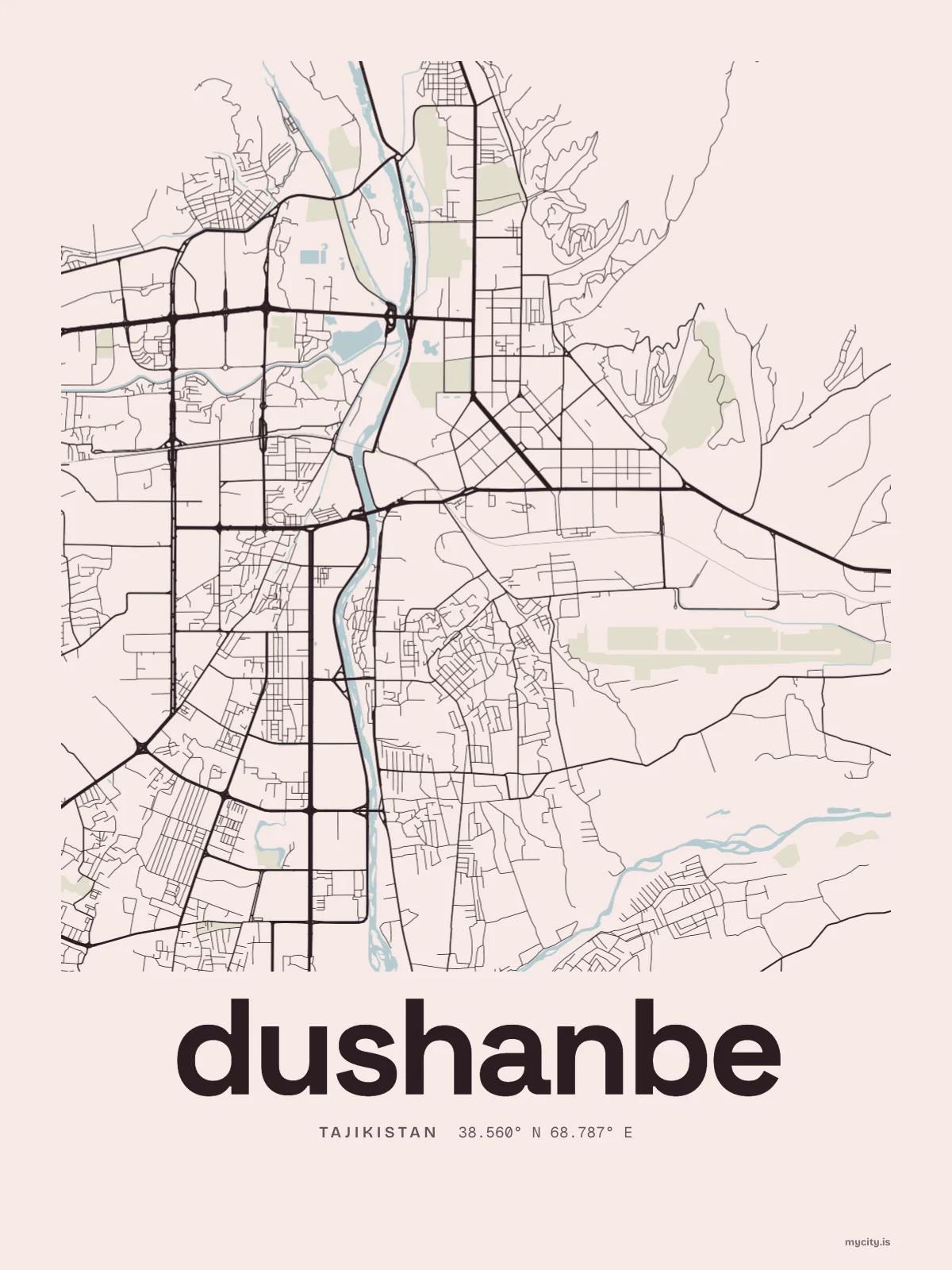 Dushanbe map print