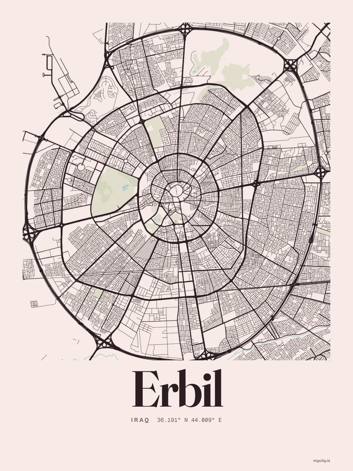 Erbil map print
