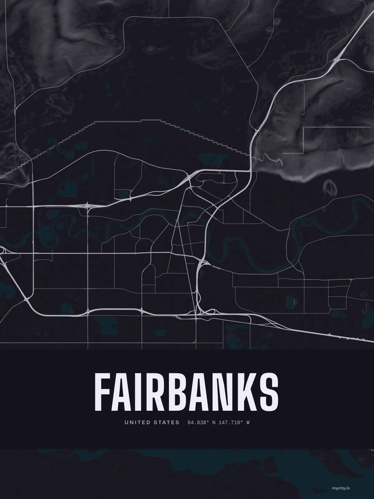 Fairbanks, Relief map