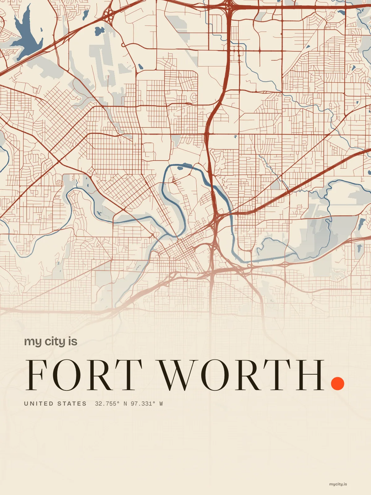 Fort Worth, Riso map