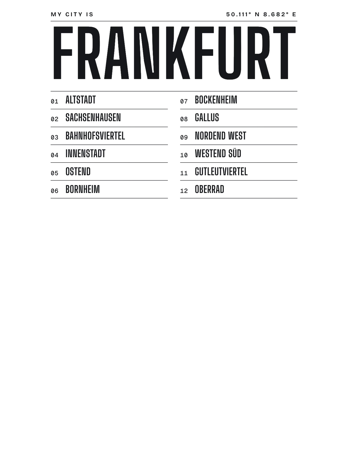 Frankfurt, Index: Gazetteer
