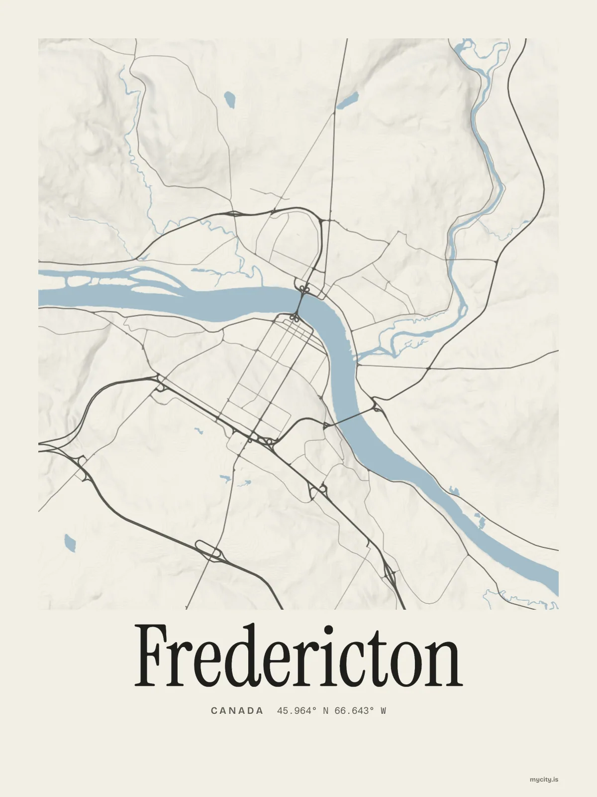 Fredericton, Relief map
