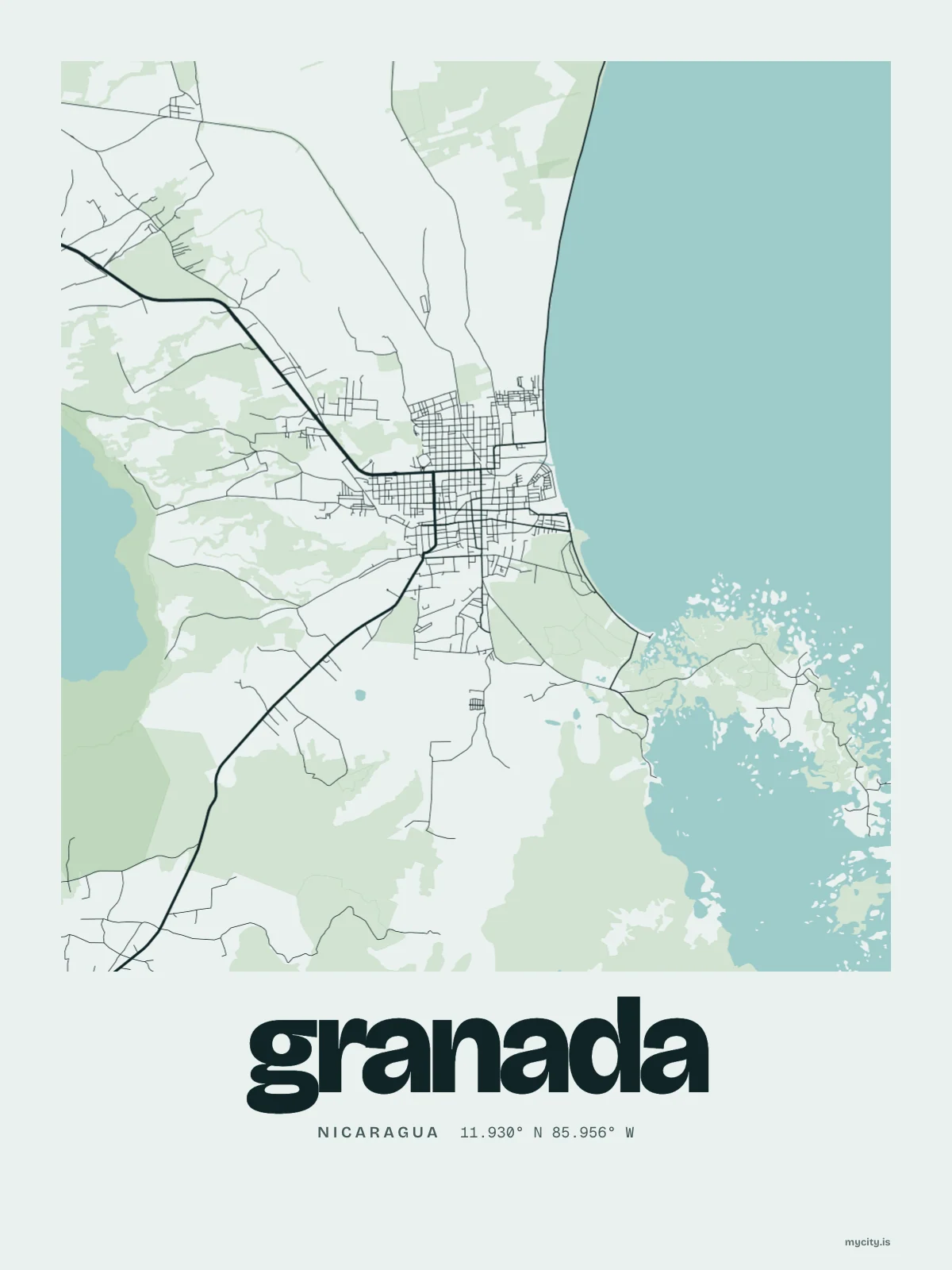 Granada, Nicaragua map print