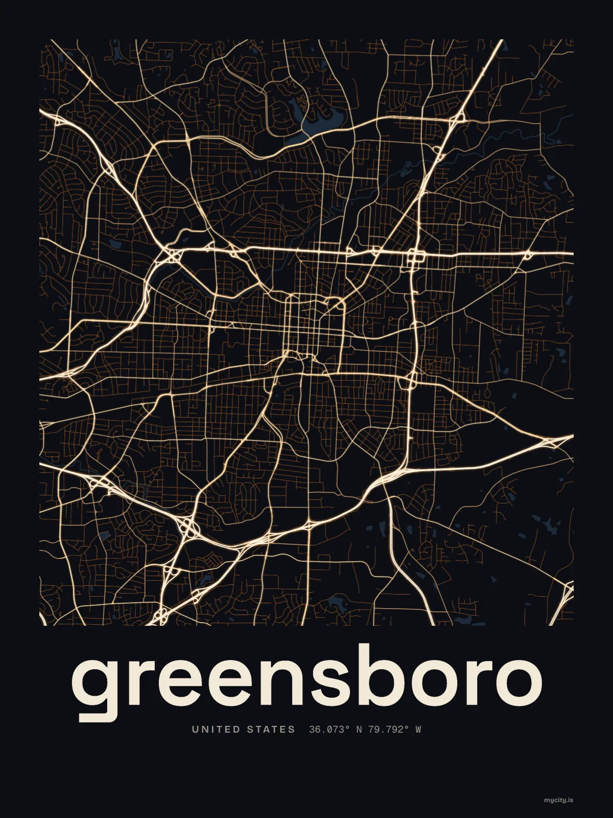 Greensboro map print