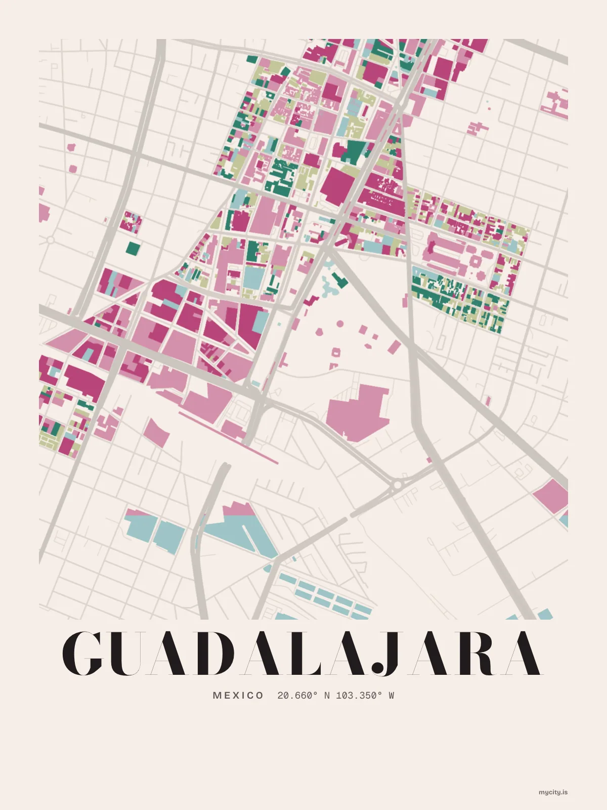 Guadalajara Confetti map print