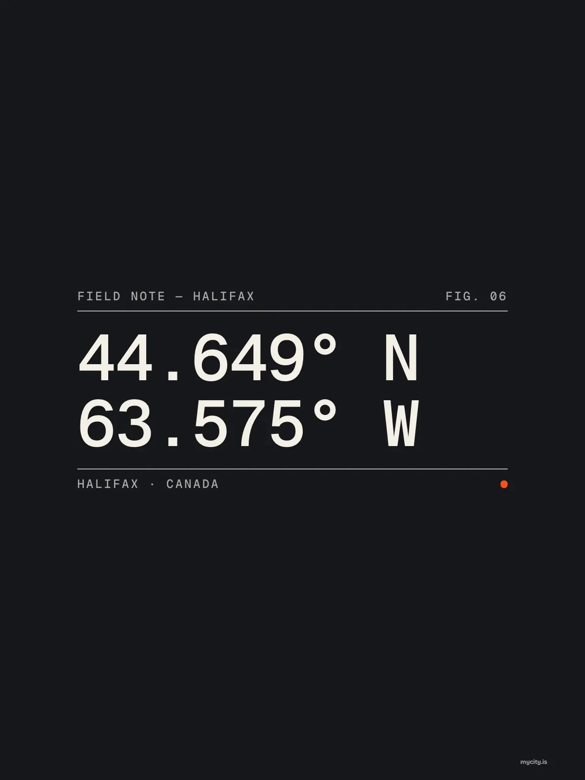 Halifax, Field notes: Coordinates