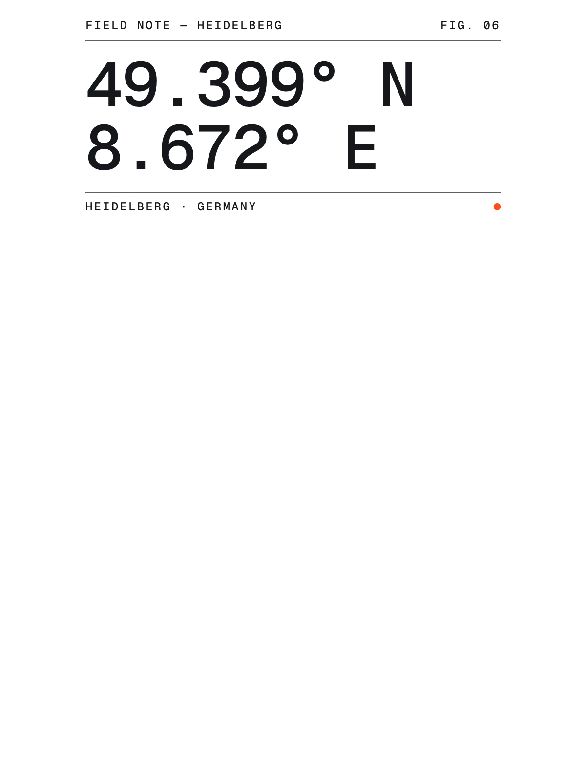 Heidelberg, Field notes: Coordinates