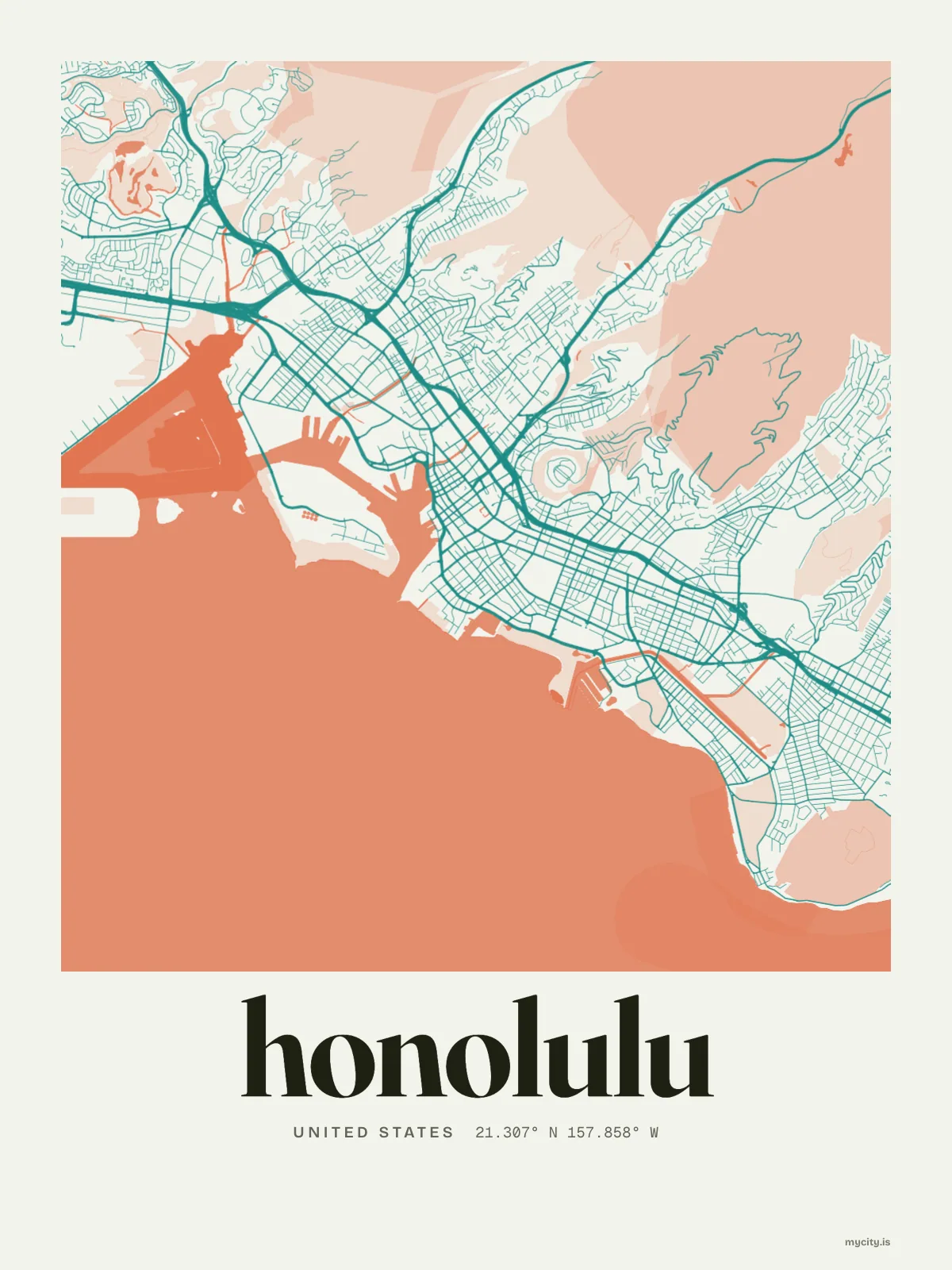 Honolulu map print