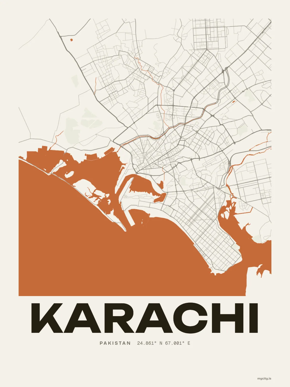 Karachi map print