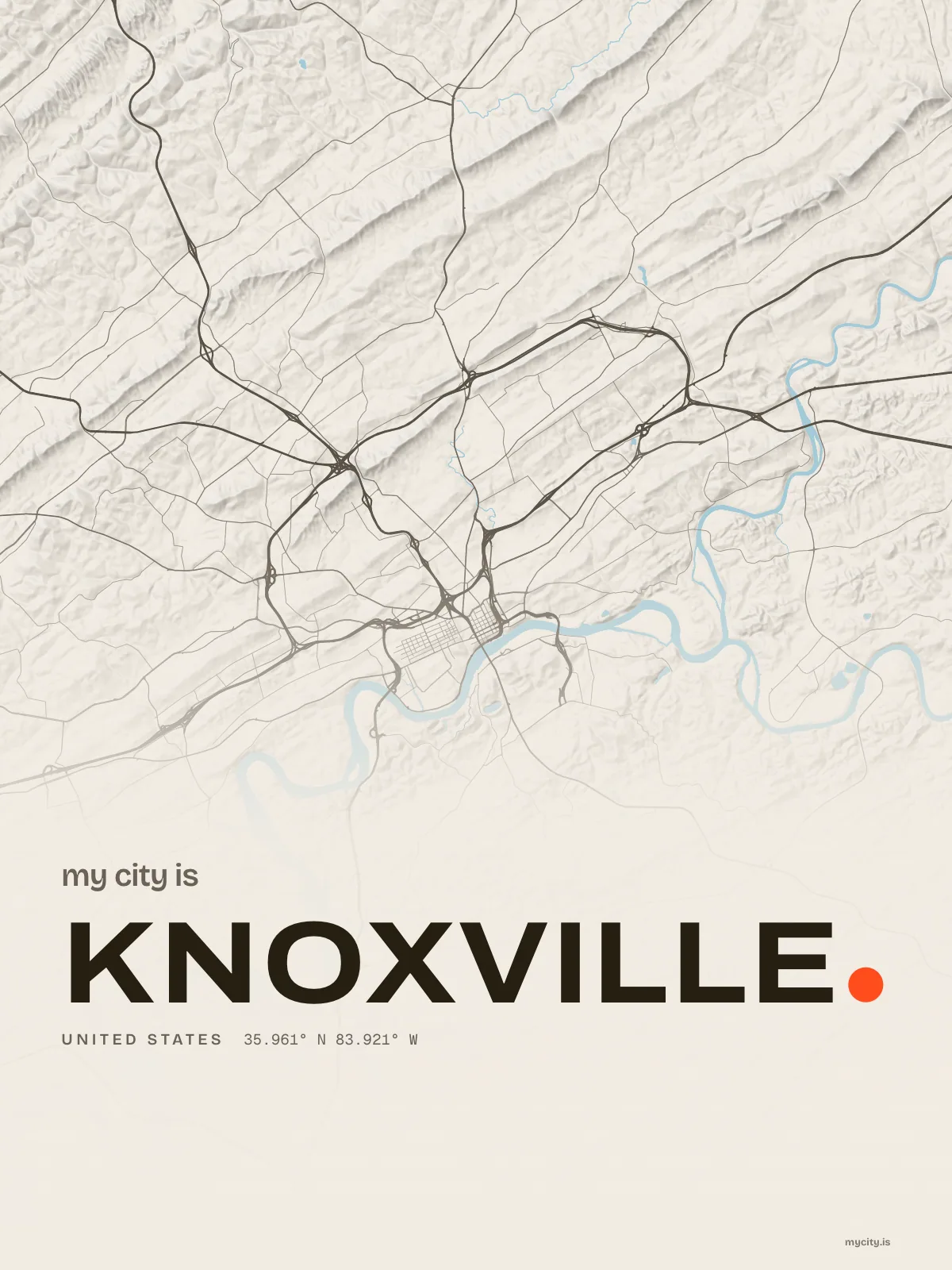 Knoxville, Relief map