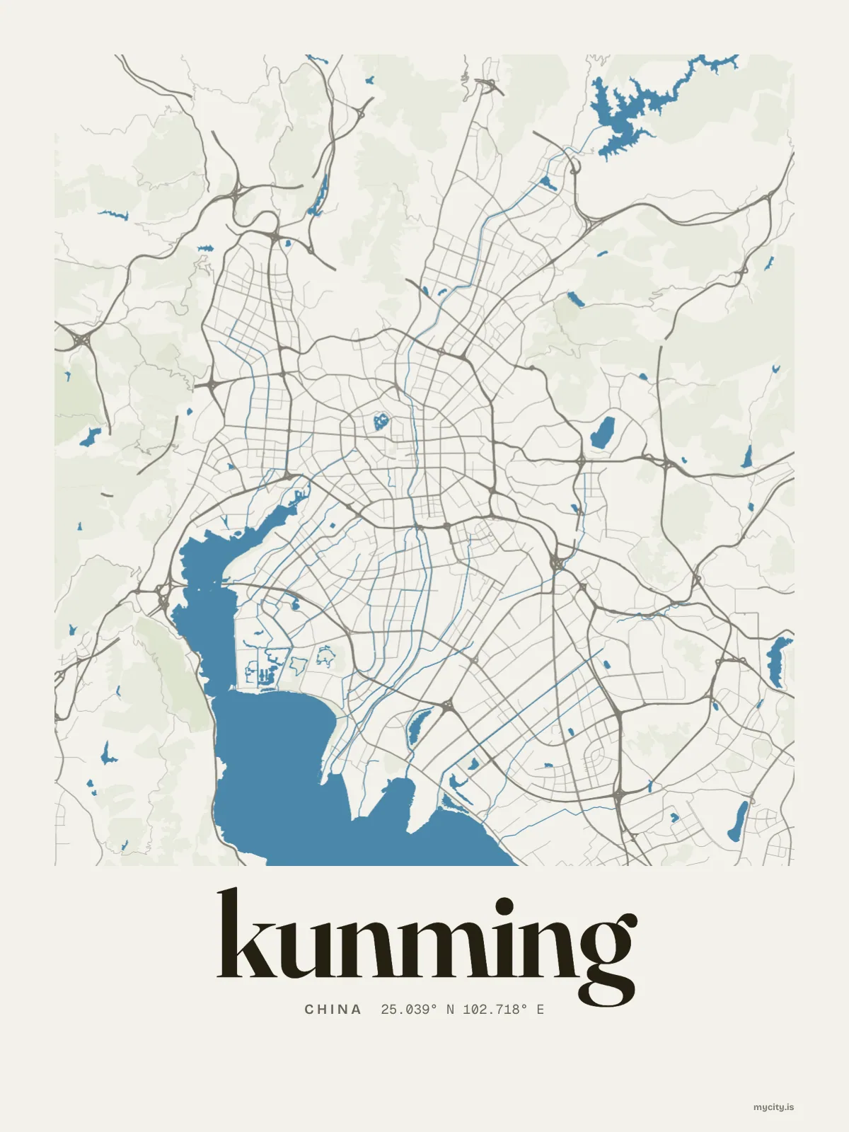 Kunming map print
