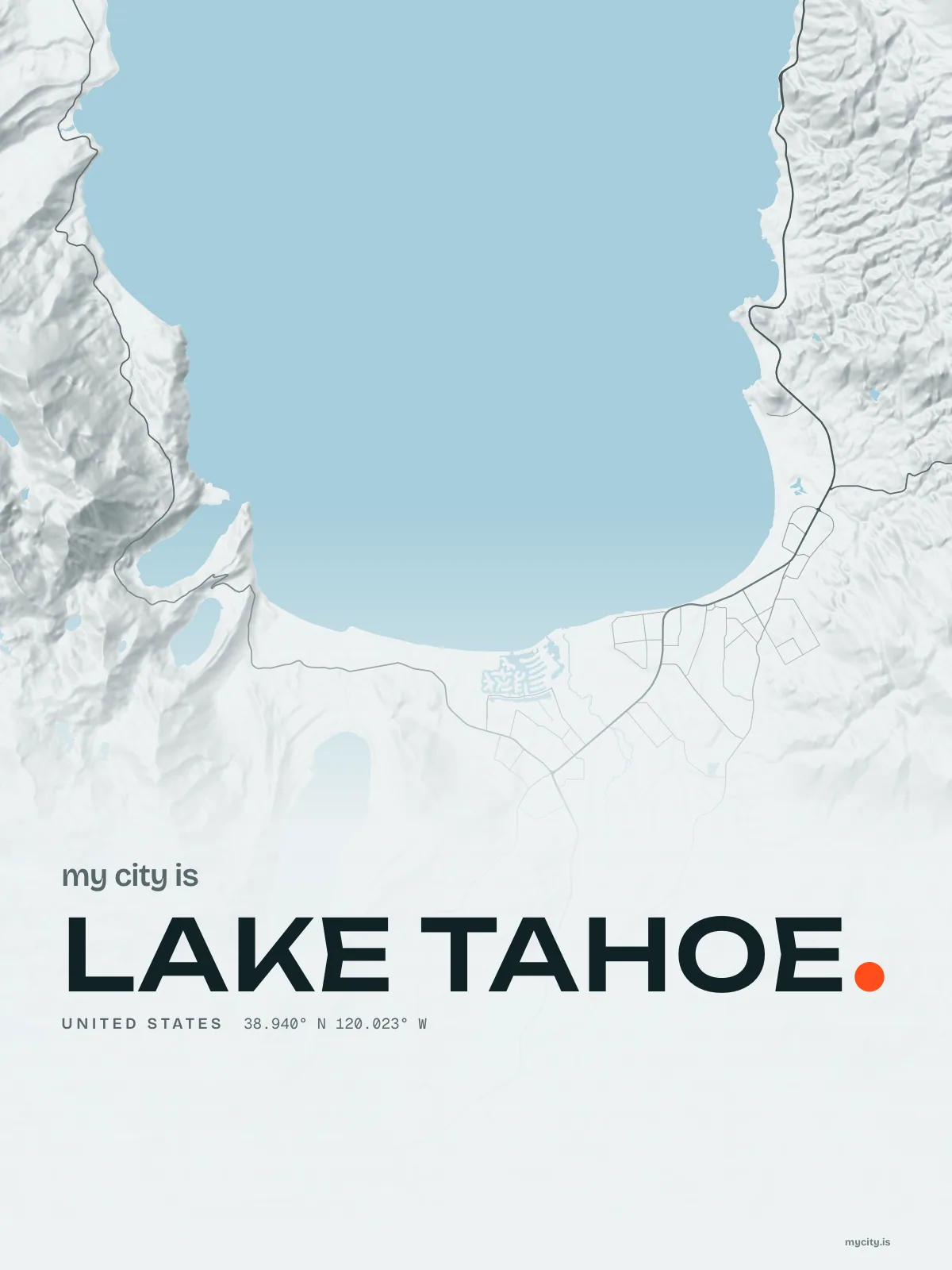 Lake Tahoe, Relief map