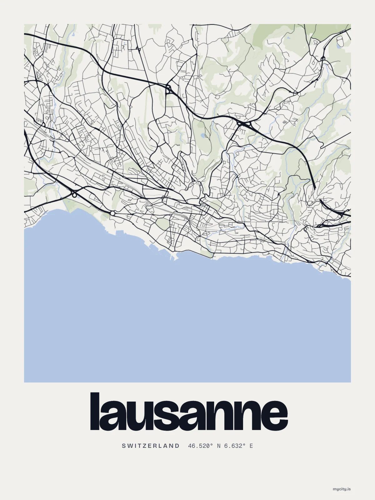 Lausanne map print