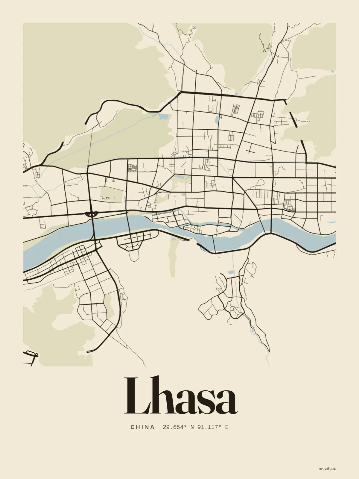Lhasa map print
