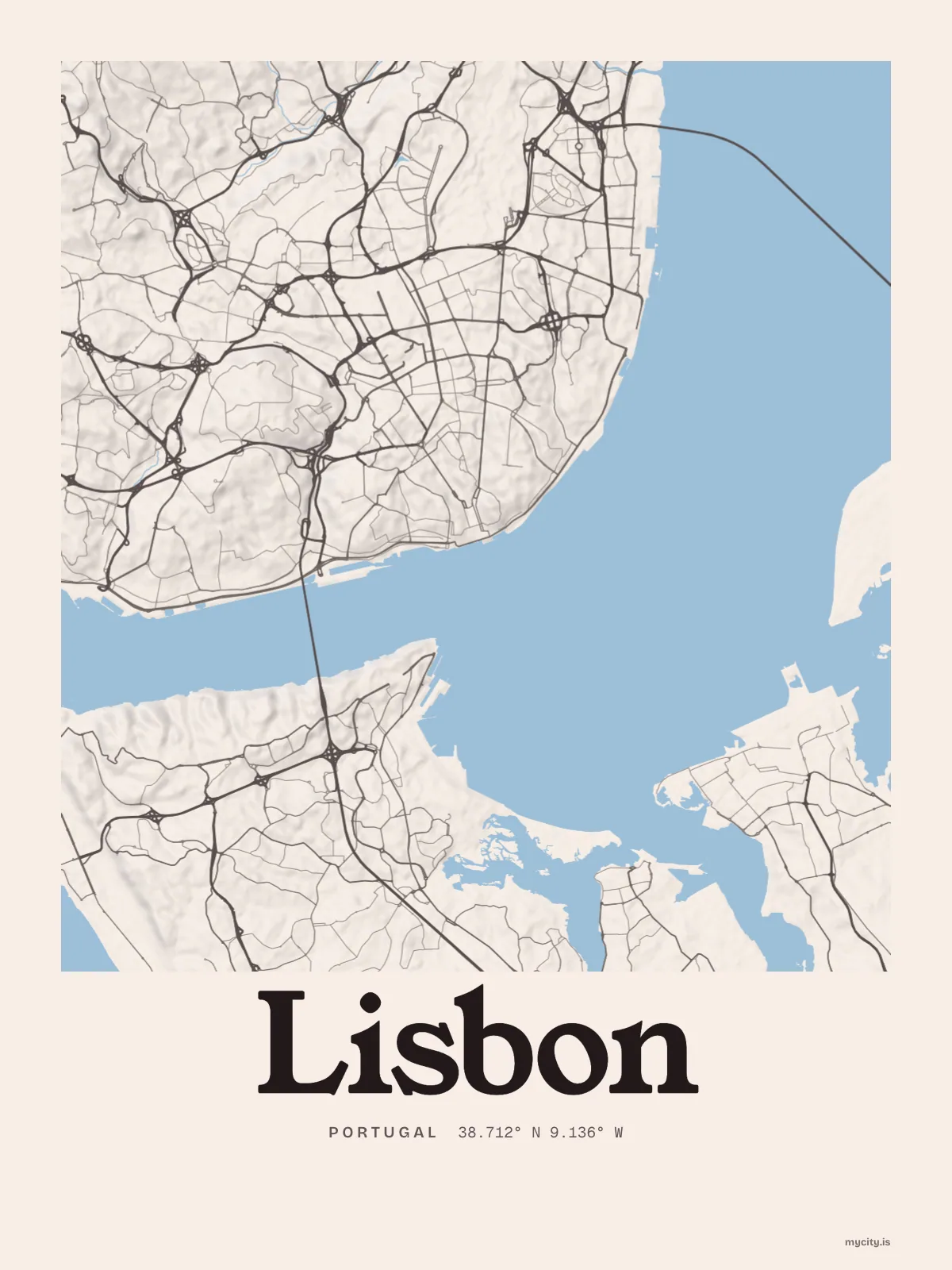 Lisbon map print