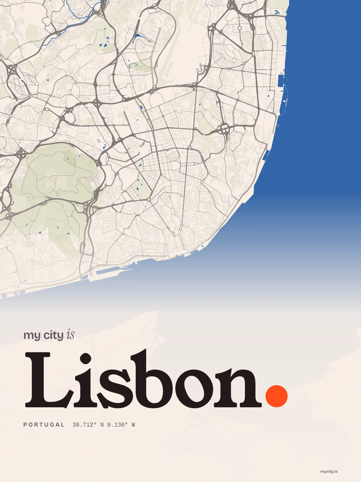 Lisbon map print