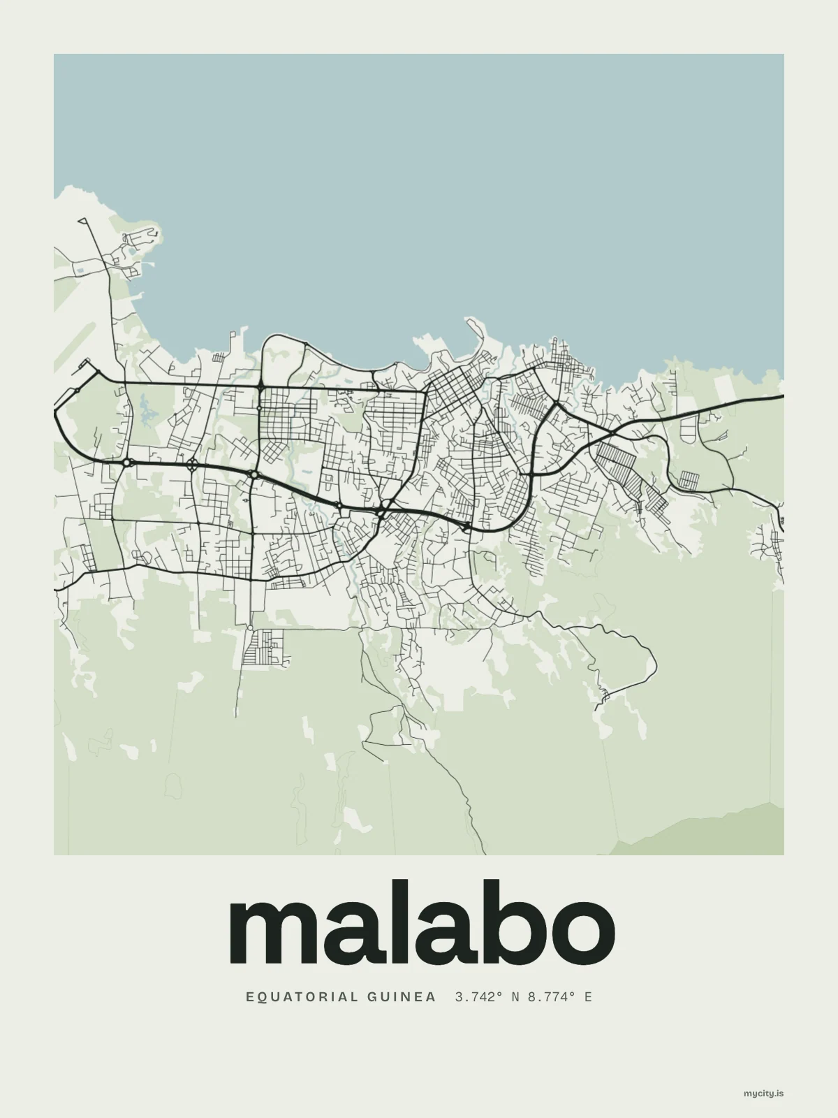 Malabo map print