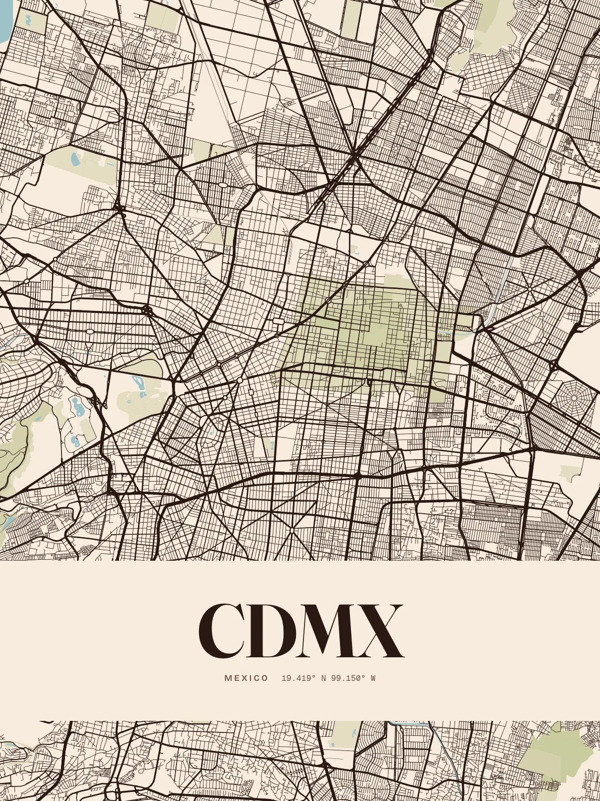 Mexico City map print